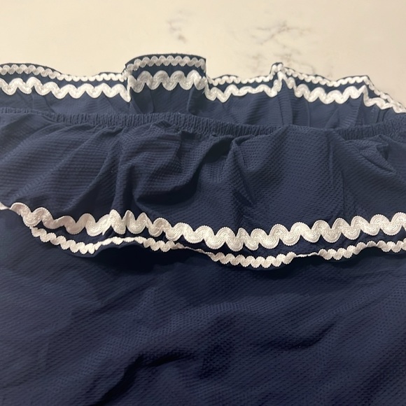 J. Crew Ruffle Bandeau Pique One Piece with Rickrack - Picture 2 of 4